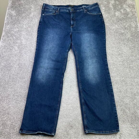Silver Jeans Women’s 3X (40X31) Blue Infinite Fit Straight High Rise Dark Denim - Picture 1 of 13